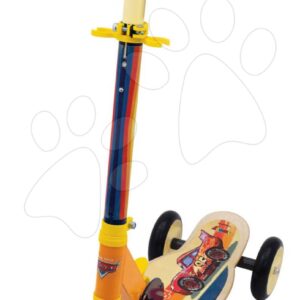 Dřevěná koloběžka tříkolová Cars 3 Wheels Foldable Scooter Smoby skládací výškově nastavitelná a protiskluzová tichá
