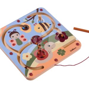 Dřevěná magnetická hra Magnetic Maze Game Eichhorn labyrint se 4 dráhami s motivem zvířátek