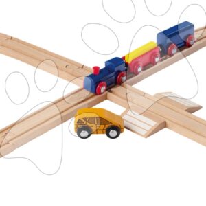 Dřevěná vláčkodráha Train Figure-of 8 Railway Eichhorn s lokomotivou vagony a doplňky 27 dílů 290 cm délka kolejí