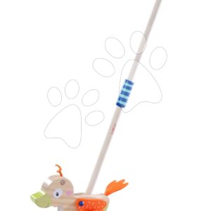 Dřevěné autíčko kachnička Duck Push Vehicle Eichhorn s vodicí rukojetí délka 45 cm od 12 měsíců