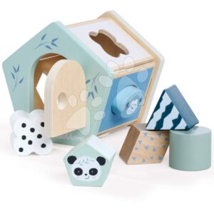 Dřevěný didaktický domeček Shape Box Panda Eichhorn se 6 vkládacími kostkami od 12 měsíců
