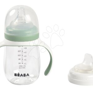 Féša 2v1 tréninková láhev na pití Beaba Sage Green 210 ml zelená od 4 měsíců