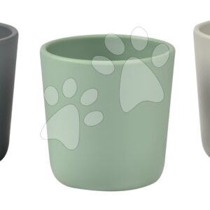 Hrnek pro batolata Silicone Glass Set Beaba Grey Sage & Mineral ze silikonu 3 kusy od 4 měs