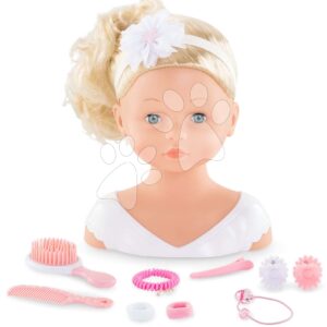 Kadeřnická hlava na česání Styling Head Corolle s krásnými jemnými blond vlásky 25 cm a 10 doplňky