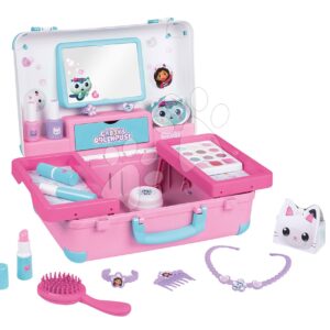 Kosmetický kufřík se zrcadlem Gabby Beauty Vanity Smoby pro kadeřnici s nehtovým studiem a make-up kosmetikou s 15 doplňky