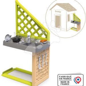Kuchyňka letní se 17 doplňky Summer Kitchen k domečkům Smoby s varnou deskou a dřez na mytí nádobí s UV filtrem od 24 měsíců
