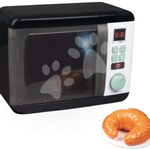 Mikrovlnka se zvukem a světlem Tefal Electronic Microwave Smoby elektronická s „cric-crac“ knoflíkem a doplňky šedo-olivová