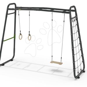 Multifunkční fitness centrum GetSet Monkeybar MB210 Exit Toys rozšiřitelné s gymnastickými kruhy houpačkou a sítí na šplhání