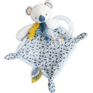 Plyšová koala na mazlení s chrastítkem Yoca le Koala Doudou et Compagnie modrá 22 cm od 0 měsíců