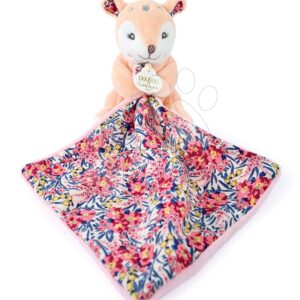 Plyšový jelen na mazlení Deer Boh'aime Doudou et Compagnie růžový 12 cm v dárkovém balení od 0 měsíců