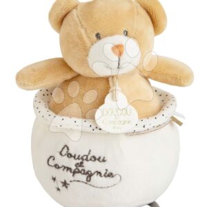 Plyšový medvídek s melodií Music Box Perlidoudou Doudou et Compagnie hnědý 14 cm v dárkovém balení od 0 měsíců