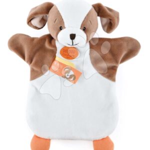 Plyšový pejsek na loutkové divadlo Puppy Doudou et Compagnie bílo-hnědý 25 cm od 0 měsíců