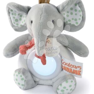Plyšový slon s nočním světlem Nightlight Couleurs Savane Doudou et Compagnie šedý 15 cm od 0 měsíců