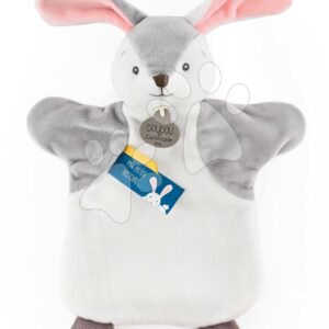Plyšový zajíček na loutkové divadlo Bunny Doudou et Compagnie šedo-bílý 25 cm od 0 měsíců