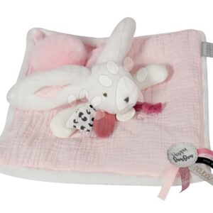 Plyšový zajíček na mazlení Happy Blush Doudou et Compagnie růžový 25 cm v dárkovém balení od 0 měsíců