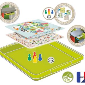 Sada 4 společenských her k piknikovému stolu Games Drawer Set Smoby umístěné v přihrádce od 3–6 let