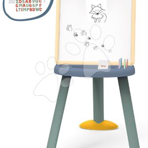 Školní tabule magnetická Blue Plastic Board 2v1 Smoby oboustranná na fixy a křídu a 7 doplňků