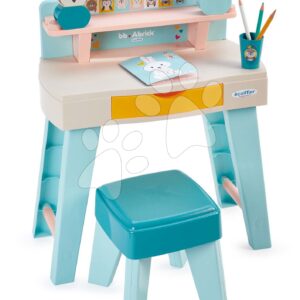Stůl na kreslení Zvířátka My first desk BB Abrick Écoiffier se židlí a kostkami od 12 měsíců