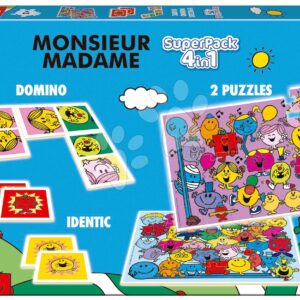 Superpack 4v1 Monsieur Madame Educa domino pexeso a 2 puzzle s 25 dílky