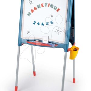 Tabule kovová na křídu a magnetky Metal Board Smoby oboustranná s úložným prostorem a 80 doplňky 105 cm vysoká