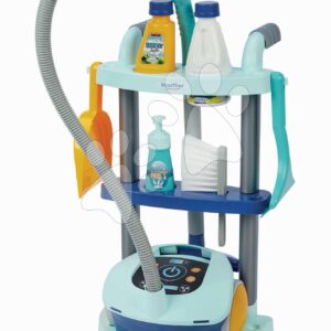 Úklidový vozík s 8 doplňky a vysavačem Vacuum Trolley Clean Home Écoiffier s 8 doplňky