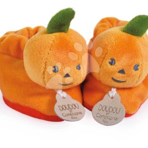 Bačkůrky pro miminko Dýně Booties My First Halloween Doudou et Compagnie v dárkovém balení oranžové od 0–6 měsíců