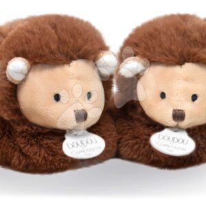 Bačkůrky pro miminko Hedgehog Booties Unicef Collection Doudou et Compagnie v dárkovém balení hnědé 0–6 měsíců