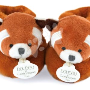 Bačkůrky pro miminko Red Panda Booties Unicef Collection Doudou et Compagnie v dárkovém balení červené 0–6 měsíců