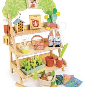 Dřevěné zahrádkářství Garden Centre Tender Leaf Toys s ptačí budkou nářadím a květináči