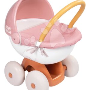Hluboký kočárek s textilem Pram Soft Baby Nurse Smoby pro 42 cm panenku s 54 cm vysokou ergonomickou rukojetí od 18 měsíců