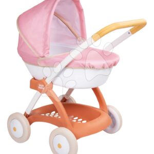 Hluboký kočárek s textilním potahem Pram Soft Baby Nurse Smoby pro panenku 42 cm výška rukojeti 58 cm od 18 měsíců