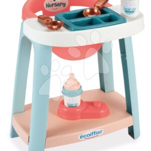 Jídelní židle Nursery Écoiffier pro 30 cm panenku s lahvičkou na krmení a doplňky od 18 měsíců