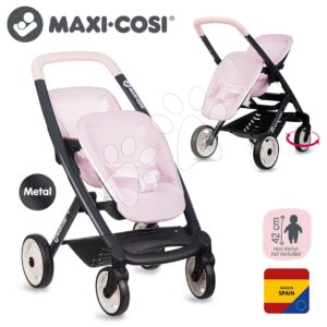 Kočárek pro dvojčata s bezpečnostním pásem Twin Pushchair Pink Maxi Cosi&Quinny Smoby pro 42 cm panenku s 64 cm ergonomickou rukojetí