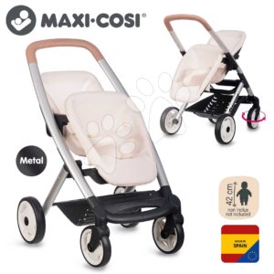 Kočárek pro dvojčata s bezpečnostním pásem Twin Pushchair Sandy Maxi Cosi&Quinny Smoby pro 42 cm panenku s 64 cm ergonomickou rukojetí