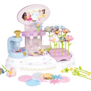 Květinářství s vlastní výrobou květin Princezny Disney Flower Market Smoby z různých textilních lupínků a stonků 90 doplňků