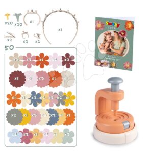 Květinářství s vlastní výrobou květinových šperků Crea Flower Jewelry Set Smoby s textilními lístky a bižuterií 100 doplňků