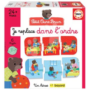 Naučná hra pro nejmenší Je replace dans l´ordre Educa Učíme se logicky vytvářet příběhy s medvídky 6 puzzle dílků od 24 měsíců