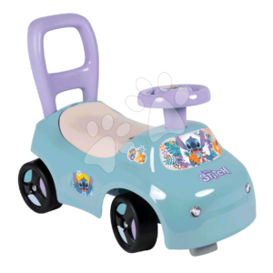 Odrážedlo a chodítko 2v1 Stitch Car Ride On Smoby s úložným prostorem pod ergonomickým sedátkem s opěrkou od 10 měsíců