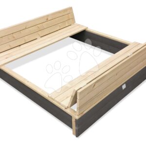 Pískoviště s lavicemi Aksent Wooden Sandpit Exit Toys cypřišové s krytem objem 440 kg 136*132 cm od 3 let