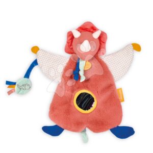 Plyšový dinosaurus na loutkové divadlo Dino Lou Hand Puppet Doudou et Compagnie červený 25 cm od 0 měsíců