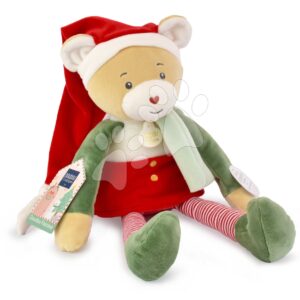 Plyšový elf medvídek Cinnamon Doudou Farceur Doudou et Compagnie s vánočním motivem 40 cm od 0 měsíců