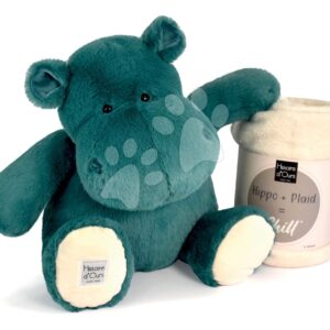 Plyšový hroch s dekou Emerald Green Hippo Chill Histoire d’ Ours zelený 45 cm od 0 měsíců