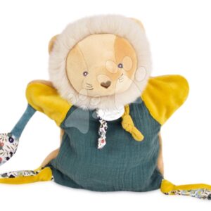 Plyšový lev na loutkové divadlo Puppet Lion Boh'aime Doudou et Compagnie zelený 25 cm od 0 měsíců