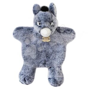 Plyšový oslík na loutkové divadlo Donkey Puppet Sweety Mousse Histoire d’ Ours šedý 25 cm od 0 měsíců