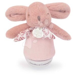 Plyšový zajíček Musical Night Light Pink Doudou et Compagnie s hudbou bílým šumem a světlem růžový 16 cm od 0 měsíců