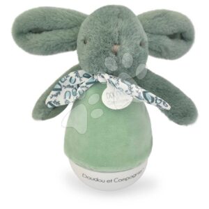 Plyšový zajíček Musical Night Light Sage Green Doudou et Compagnie s hudbou bílým šumem a světlem zelený 16 cm od 0 měsíců