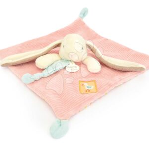 Plyšový zajíček k mazlení Lapin Ciboulette Flat Comforter Doudou et Compagnie v dárkovém balení 27 cm od 0 měsíců