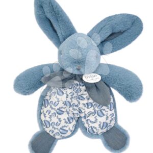 Plyšový zajíček na mazlení Bunny Comforter Blue Doudou et Compagnie v dárkovém balení modrý 18 cm od 0 měsíců