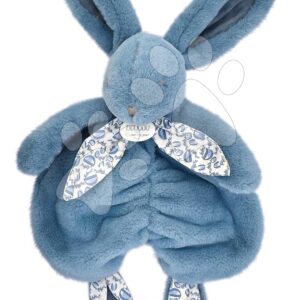 Plyšový zajíček na mazlení Bunny Comforter Blue Doudou et Compagnie v dárkovém balení modrý 29 cm od 0 měsíců