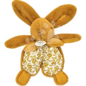 Plyšový zajíček na mazlení Bunny Comforter Ocher Doudou et Compagnie v dárkovém balení žlutý 18 cm od 0 měsíců
